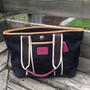 Coach denim and leather handbag